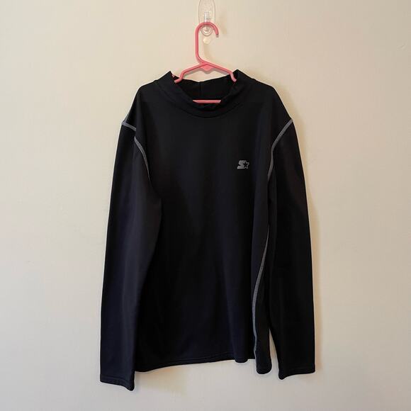Starter M (38-40) black long sleeve top workout athletic turtleneck polyester - Picture 1 of 7